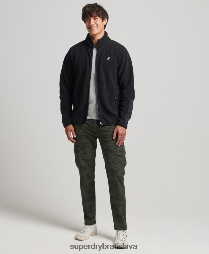 Superdry muži fleecová bunda na zips s logom 6B4ZTR4996 oblečenie čierna