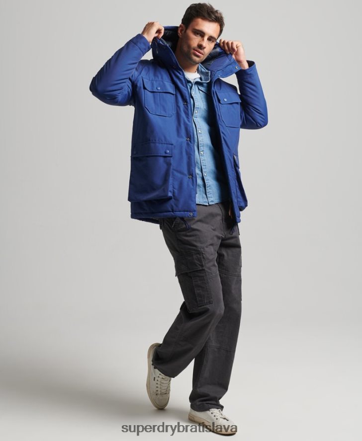 Superdry muži horská vystužená bunda parka 6B4ZTR4480 oblečenie námorníctvo