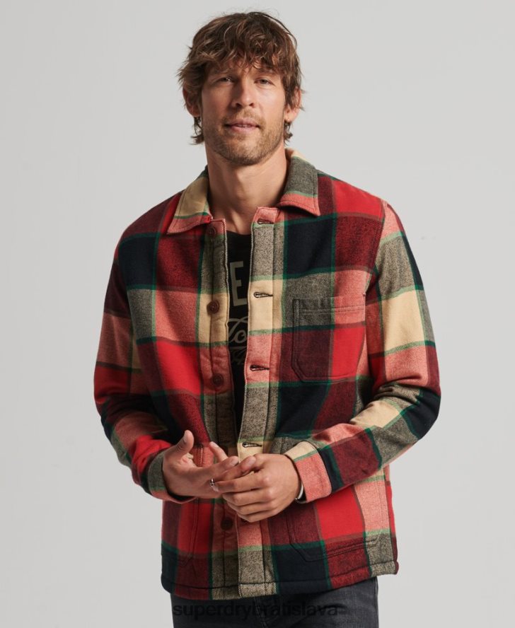Superdry muži úžitková kontrola cez košeľu 6B4ZTR4716 oblečenie červená