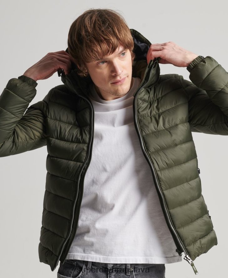 Superdry muži klasická nafukovacia bunda s kapucňou 6B4ZTR1016 oblečenie kaki