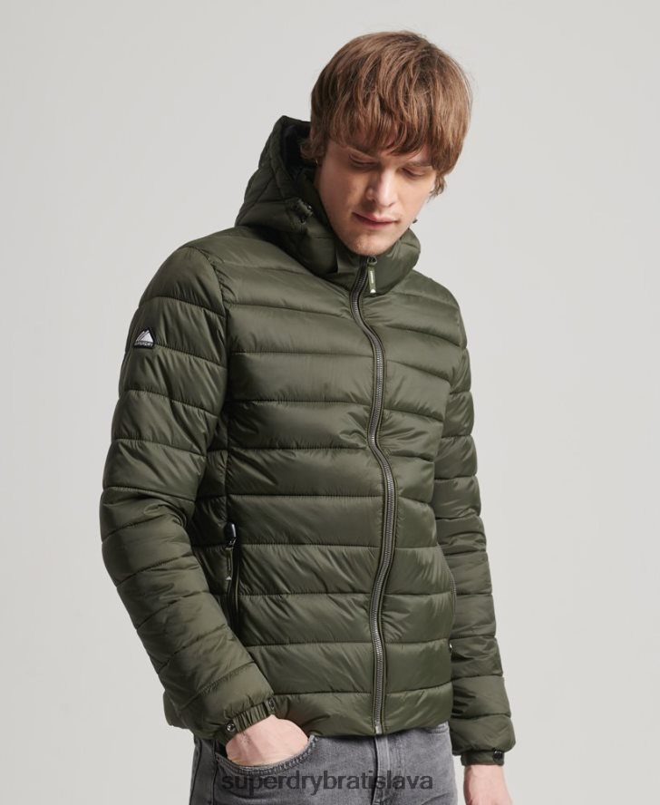 Superdry muži klasická nafukovacia bunda s kapucňou 6B4ZTR1016 oblečenie kaki