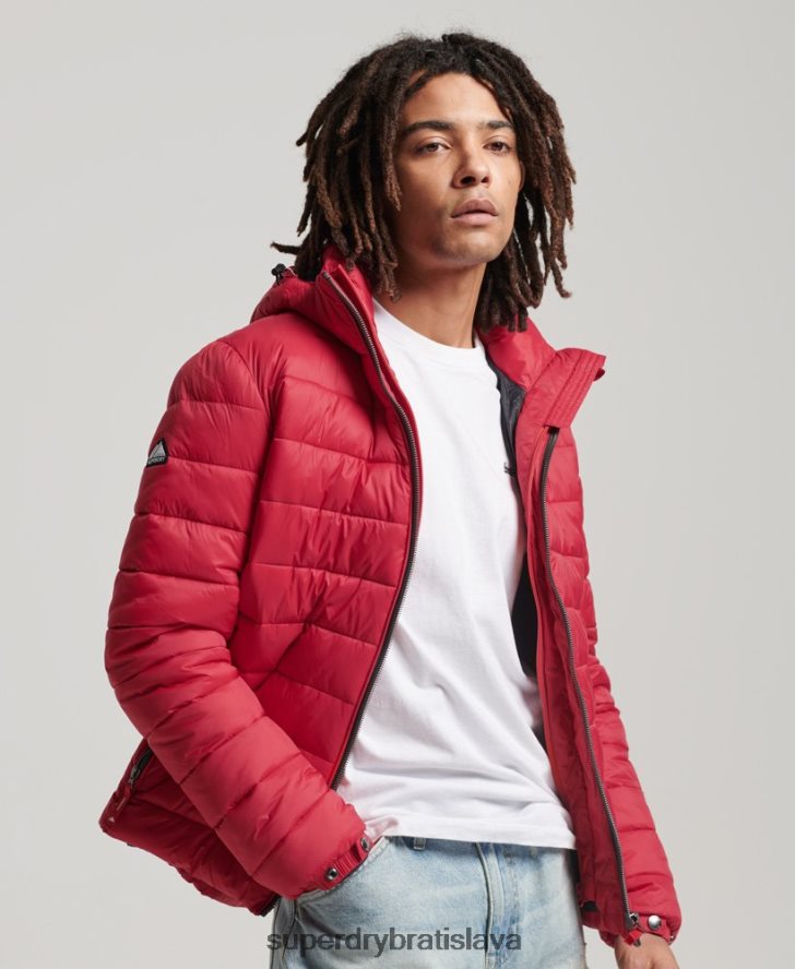 Superdry muži klasická nafukovacia bunda s kapucňou 6B4ZTR1041 oblečenie červená