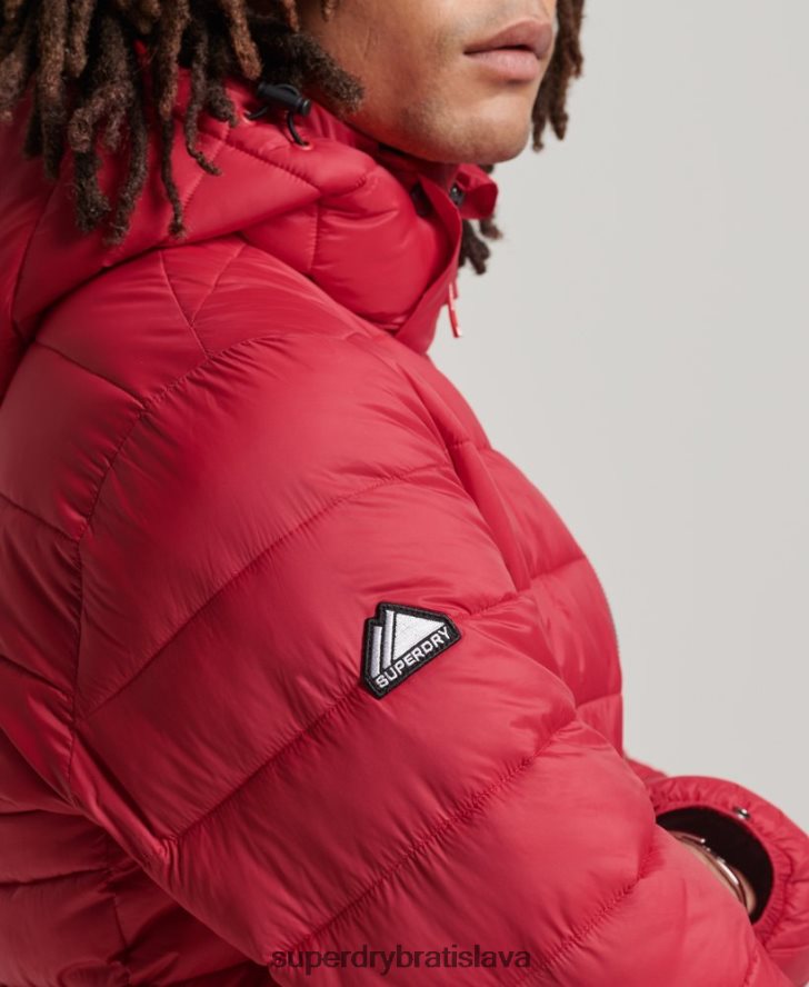 Superdry muži klasická nafukovacia bunda s kapucňou 6B4ZTR1041 oblečenie červená
