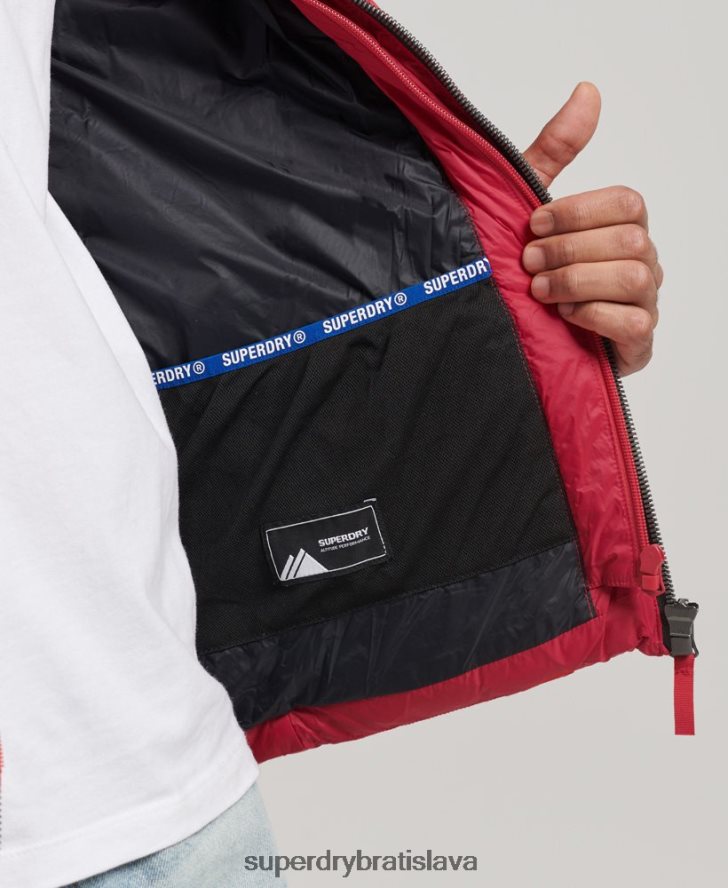 Superdry muži klasická nafukovacia bunda s kapucňou 6B4ZTR1041 oblečenie červená