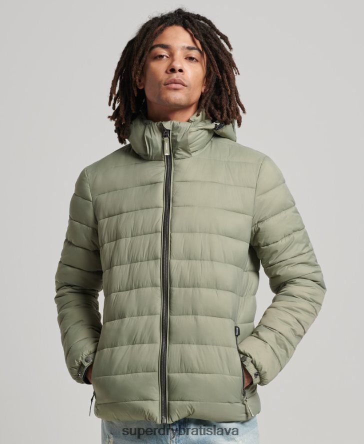 Superdry muži klasická nafukovacia bunda s kapucňou 6B4ZTR1070 oblečenie kaki
