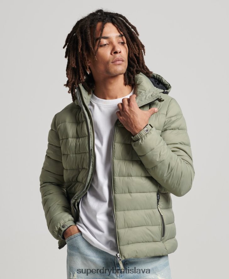 Superdry muži klasická nafukovacia bunda s kapucňou 6B4ZTR1070 oblečenie kaki