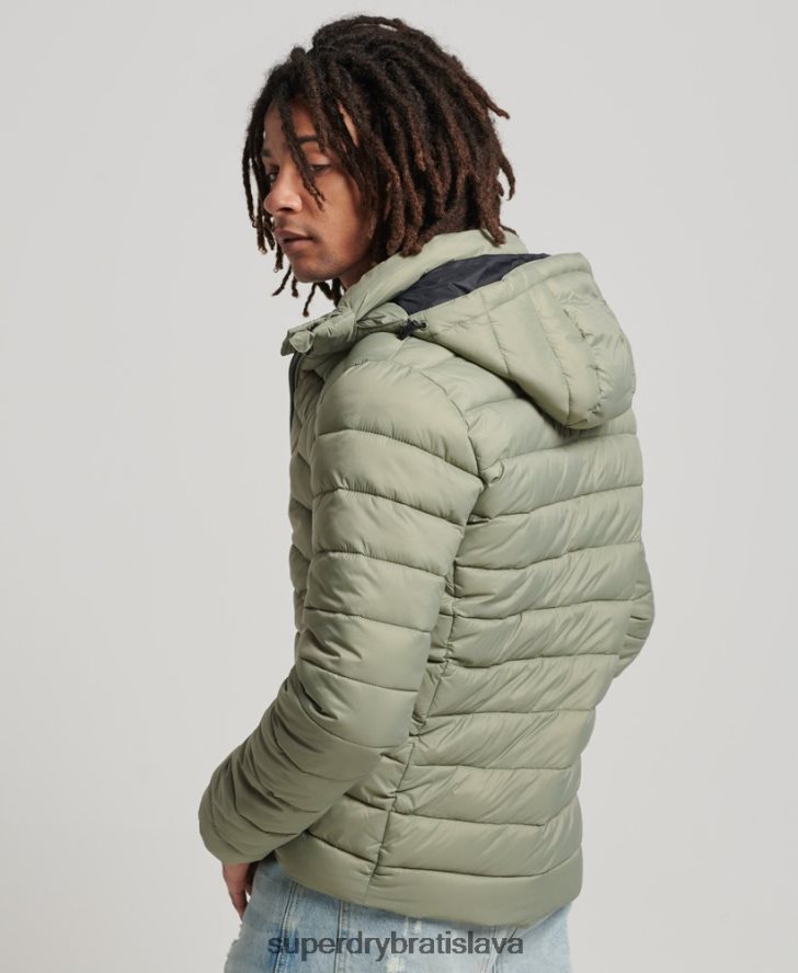 Superdry muži klasická nafukovacia bunda s kapucňou 6B4ZTR1070 oblečenie kaki