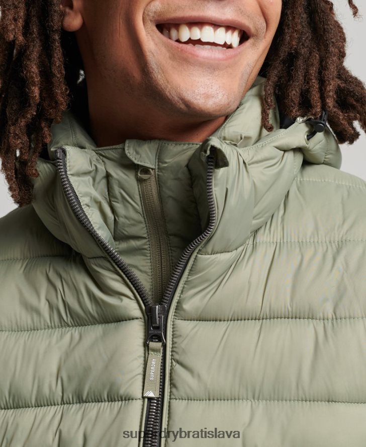 Superdry muži klasická nafukovacia bunda s kapucňou 6B4ZTR1070 oblečenie kaki
