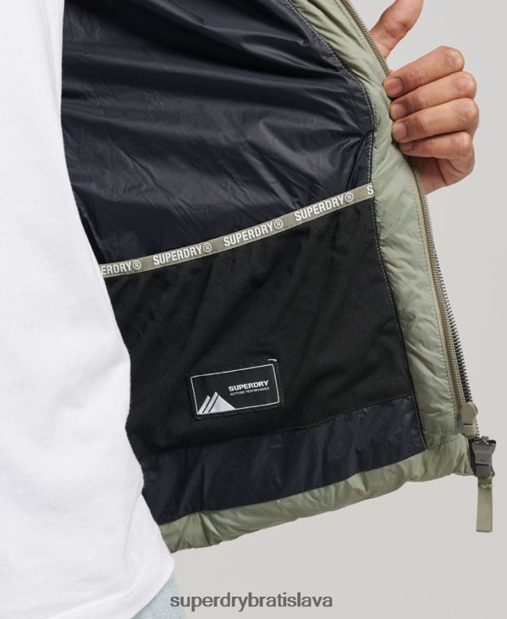 Superdry muži klasická nafukovacia bunda s kapucňou 6B4ZTR1070 oblečenie kaki