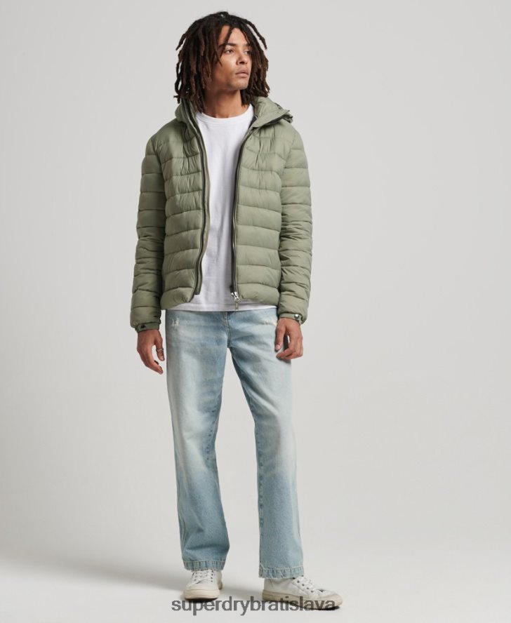 Superdry muži klasická nafukovacia bunda s kapucňou 6B4ZTR1070 oblečenie kaki