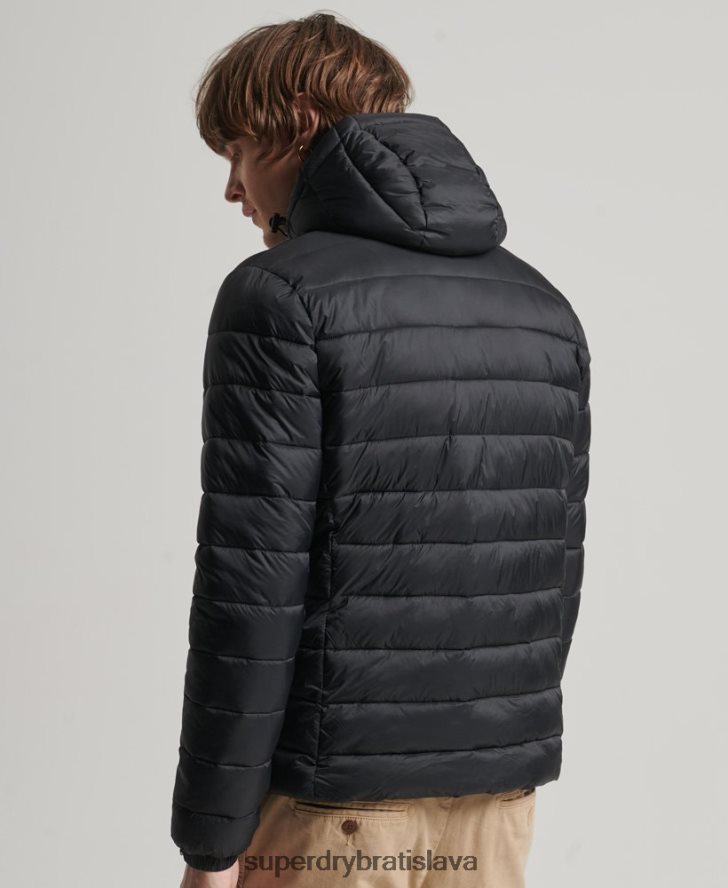 Superdry muži klasická nafukovacia bunda s kapucňou 6B4ZTR1087 oblečenie čierna