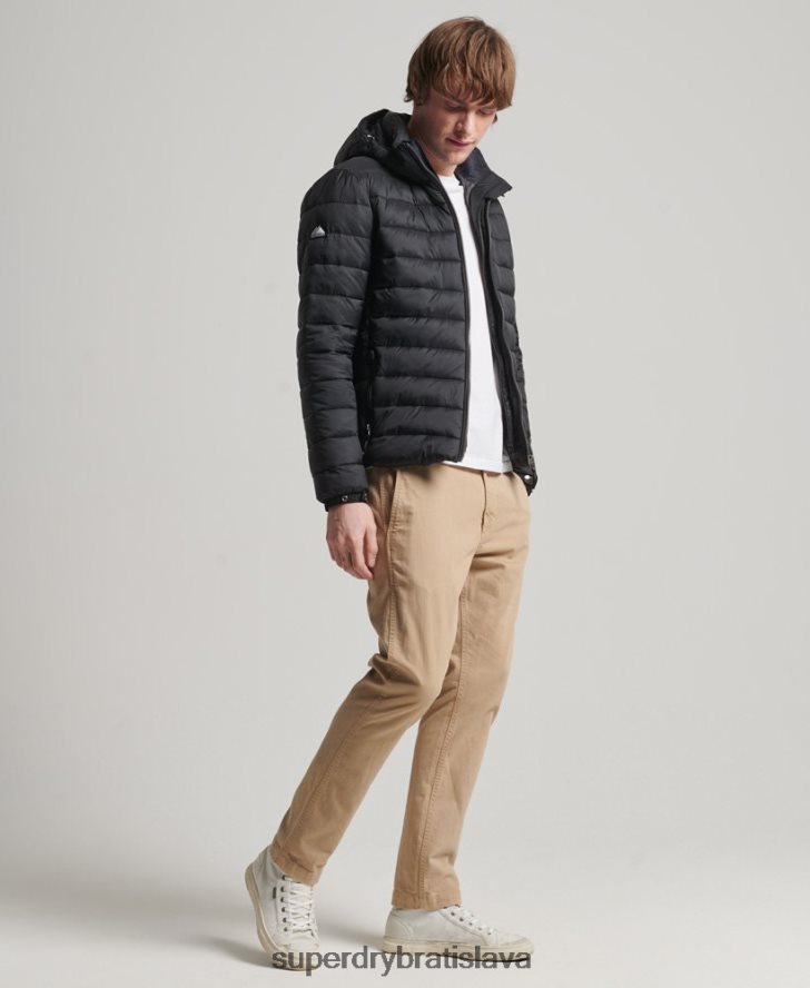 Superdry muži klasická nafukovacia bunda s kapucňou 6B4ZTR1087 oblečenie čierna