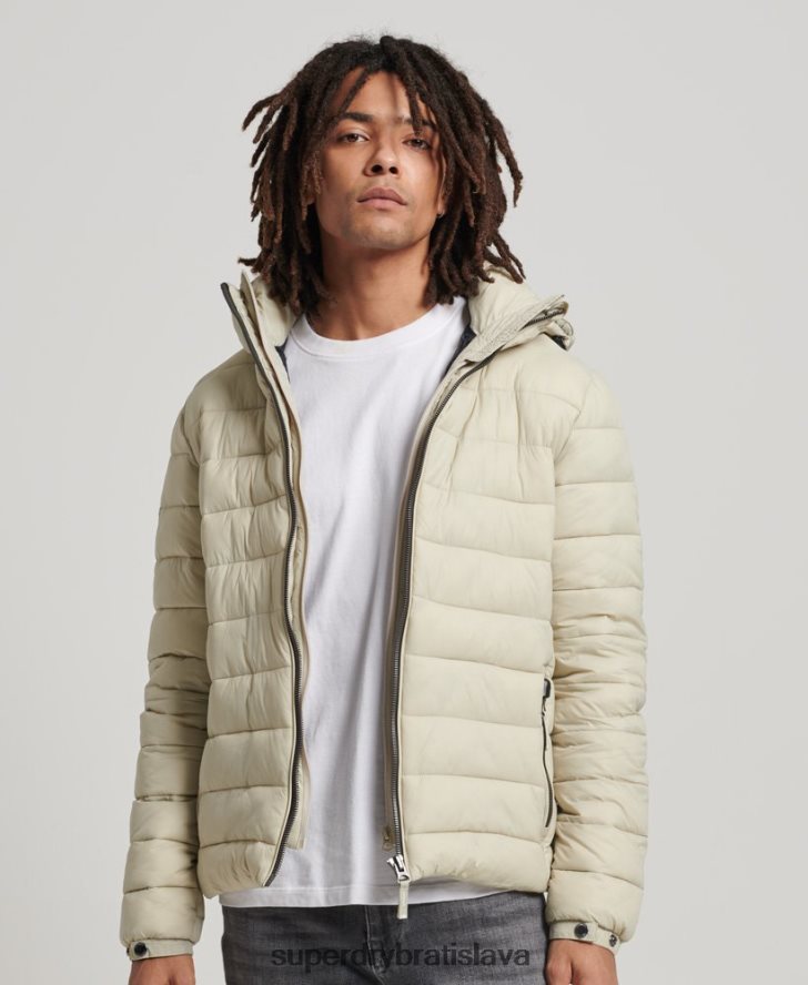 Superdry muži klasická nafukovacia bunda s kapucňou 6B4ZTR985 oblečenie béžová