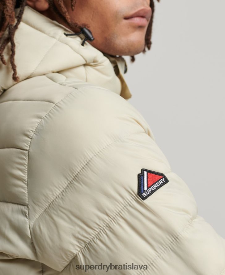 Superdry muži klasická nafukovacia bunda s kapucňou 6B4ZTR985 oblečenie béžová