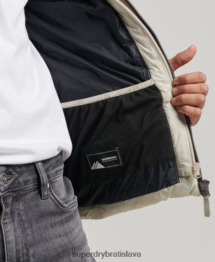 Superdry muži klasická nafukovacia bunda s kapucňou 6B4ZTR985 oblečenie béžová