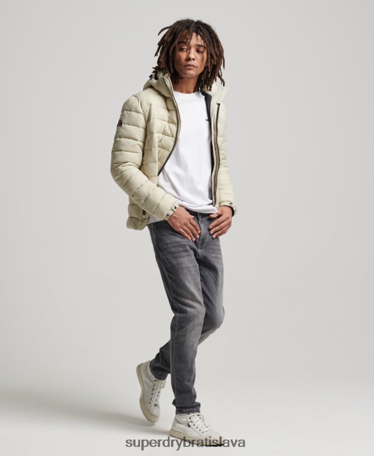Superdry muži klasická nafukovacia bunda s kapucňou 6B4ZTR985 oblečenie béžová