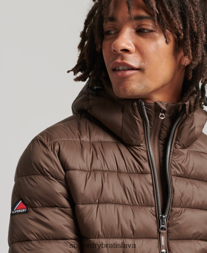 Superdry muži klasická nafukovacia bunda s kapucňou 6B4ZTR987 oblečenie hnedá