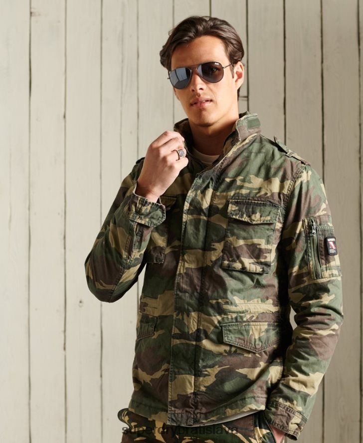 Superdry muži klasická nováčikovská bunda 6B4ZTR4619 oblečenie kaki