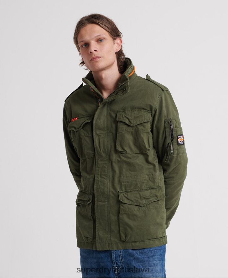 Superdry muži klasická nováčikovská vrecková bunda 6B4ZTR4626 oblečenie zelená