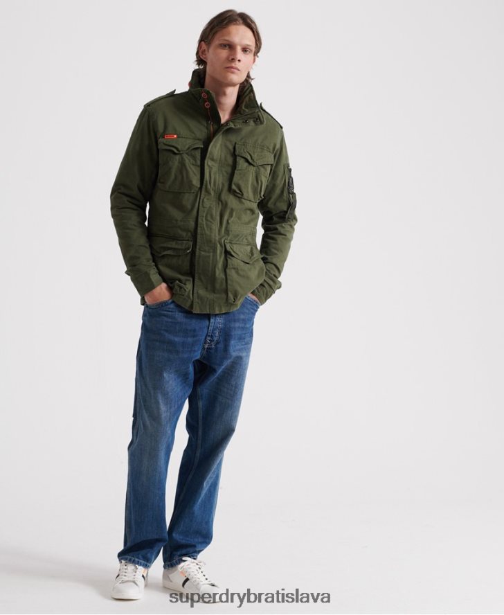 Superdry muži klasická nováčikovská vrecková bunda 6B4ZTR4626 oblečenie zelená