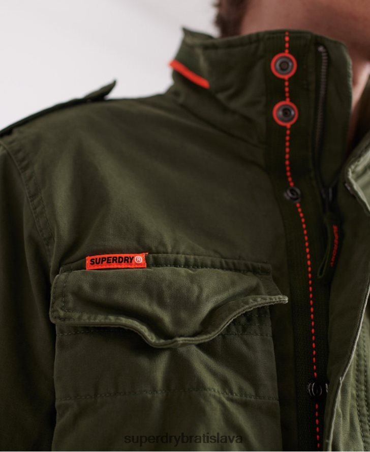 Superdry muži klasická nováčikovská vrecková bunda 6B4ZTR4626 oblečenie zelená