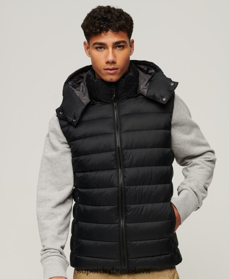 Superdry muži klasická vystužená vesta s kapucňou 6B4ZTR1052 oblečenie čierna