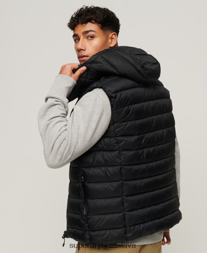 Superdry muži klasická vystužená vesta s kapucňou 6B4ZTR1052 oblečenie čierna