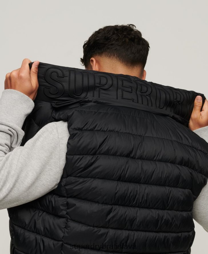 Superdry muži klasická vystužená vesta s kapucňou 6B4ZTR1052 oblečenie čierna