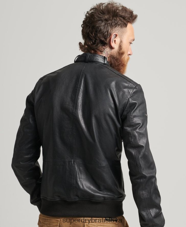 Superdry muži kožená bunda typu bomber 6B4ZTR4461 oblečenie čierna