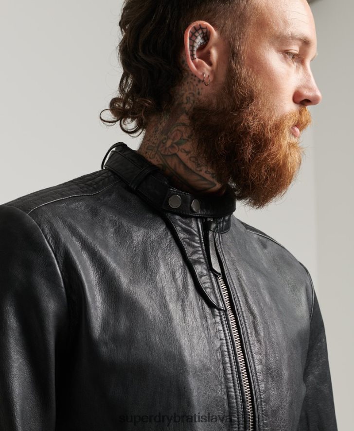 Superdry muži kožená bunda typu bomber 6B4ZTR4461 oblečenie čierna