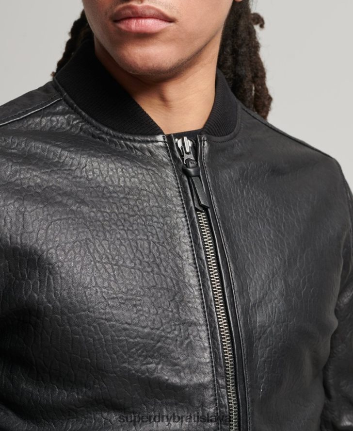 Superdry muži kožená bunda typu bomber 6B4ZTR4753 oblečenie čierna