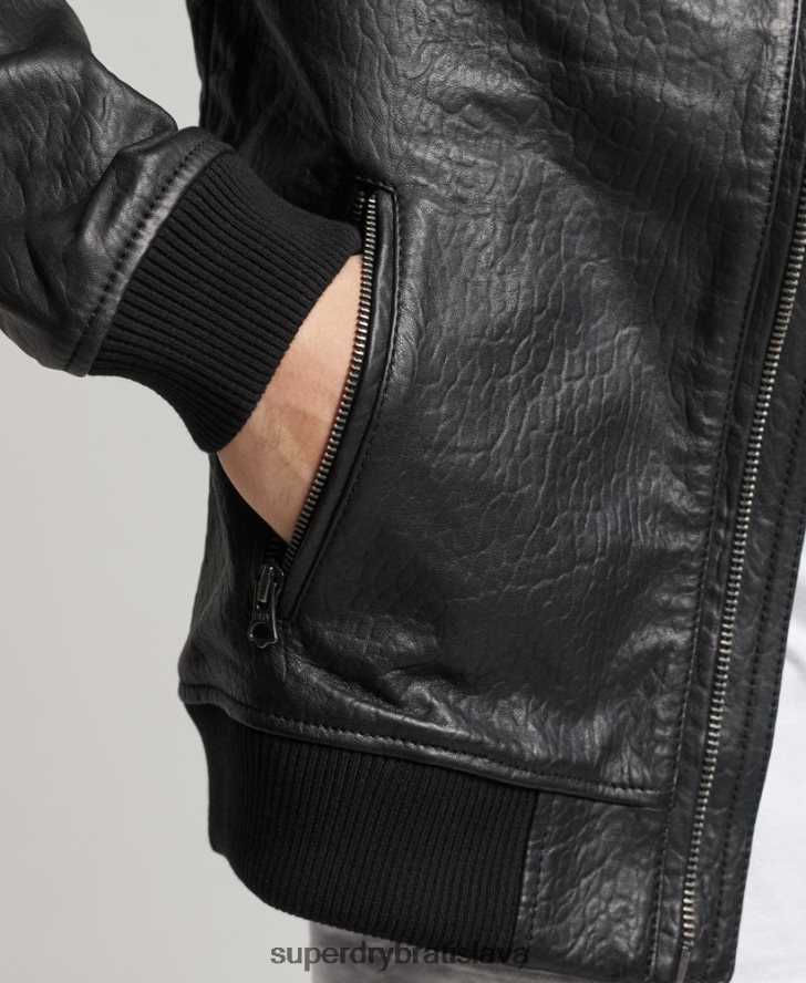 Superdry muži kožená bunda typu bomber 6B4ZTR4753 oblečenie čierna