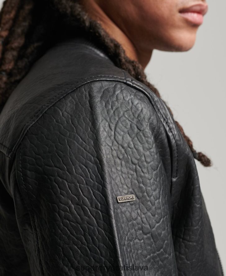 Superdry muži kožená bunda typu bomber 6B4ZTR4753 oblečenie čierna