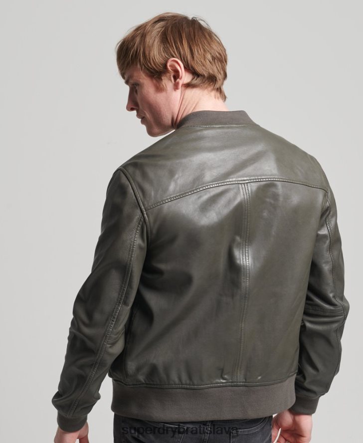 Superdry muži kožená letecká bunda studios 6B4ZTR6455 oblečenie tmavošedý