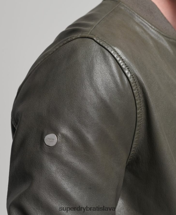 Superdry muži kožená letecká bunda studios 6B4ZTR6455 oblečenie tmavošedý