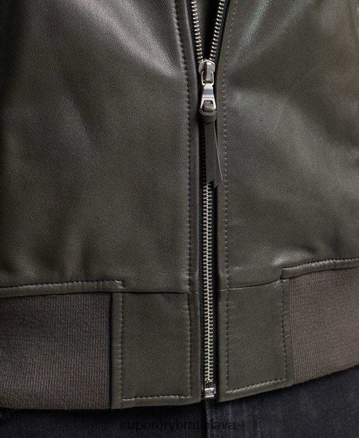 Superdry muži kožená letecká bunda studios 6B4ZTR6455 oblečenie tmavošedý