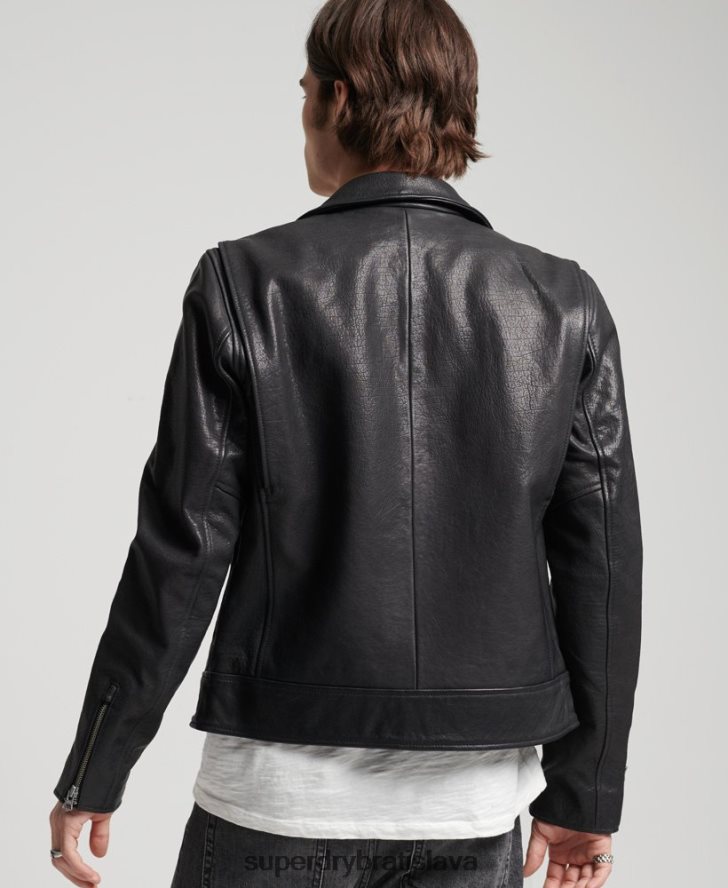 Superdry muži kožená motorkárska bunda 6B4ZTR1060 oblečenie čierna