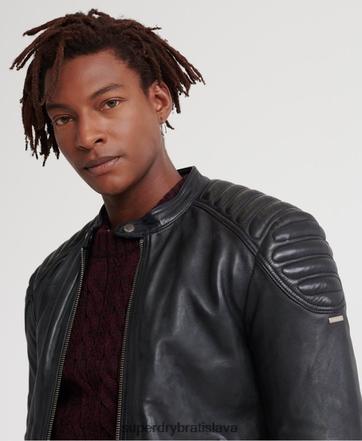 Superdry muži kožená pretekárska bunda city hero 6B4ZTR4758 oblečenie čierna