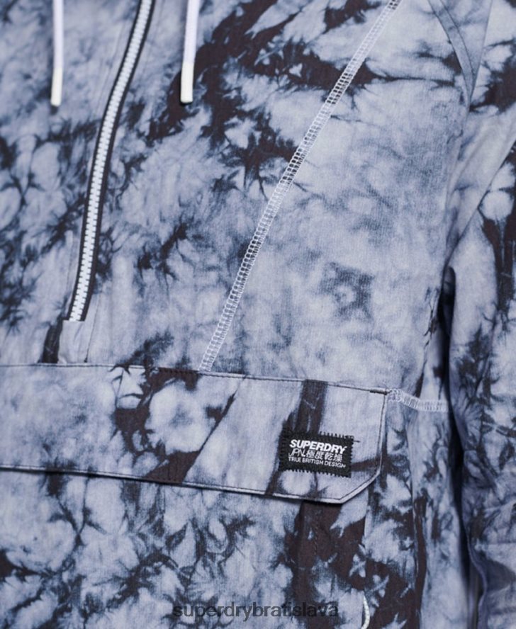 Superdry muži kontrastná bunda cez hlavu 6B4ZTR1182 oblečenie tmavošedý