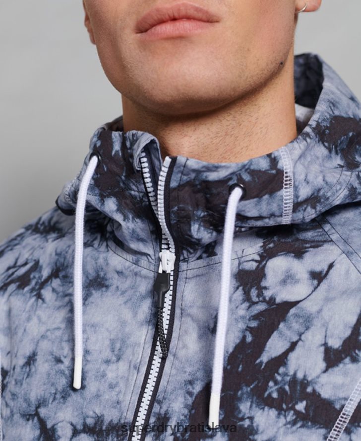 Superdry muži kontrastná bunda cez hlavu 6B4ZTR1182 oblečenie tmavošedý