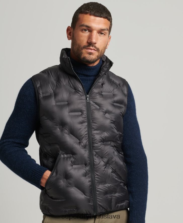 Superdry muži krátka ľahká vystužená vesta 6B4ZTR4476 oblečenie čierna