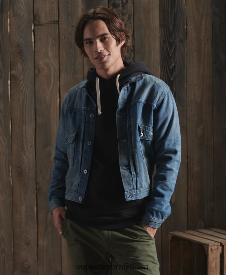 Superdry muži limitovaná edícia suchej japonskej robotníckej bundy 6B4ZTR4733 oblečenie Modrá