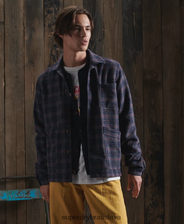 Superdry muži limitovaná edícia suchej vlnenej bundy 6B4ZTR4761 oblečenie Modrá