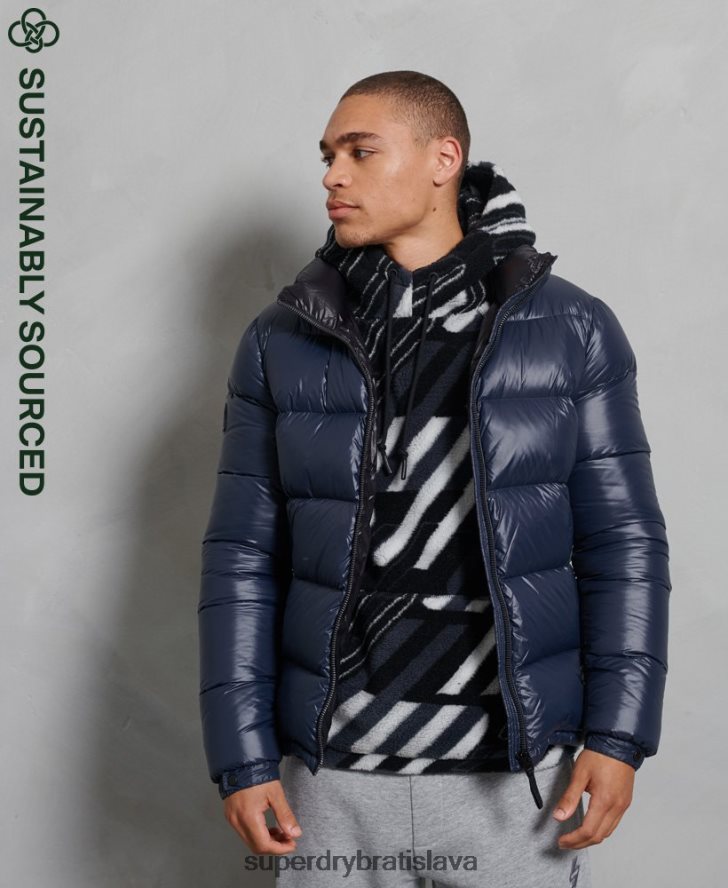 Superdry muži luxusná alpská páperová vystužená bunda 6B4ZTR4746 oblečenie námorníctvo