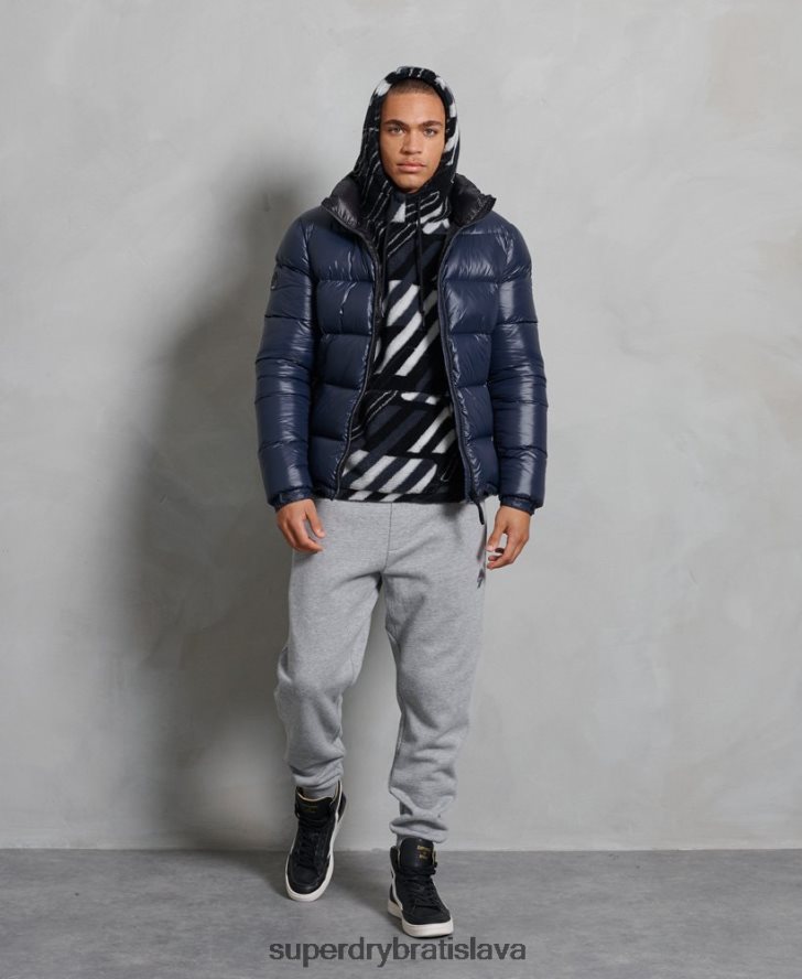 Superdry muži luxusná alpská páperová vystužená bunda 6B4ZTR4746 oblečenie námorníctvo