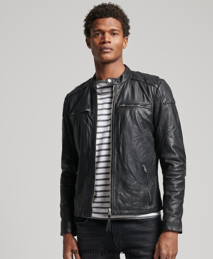 Superdry muži moto pretekárska bunda 6B4ZTR4436 oblečenie čierna