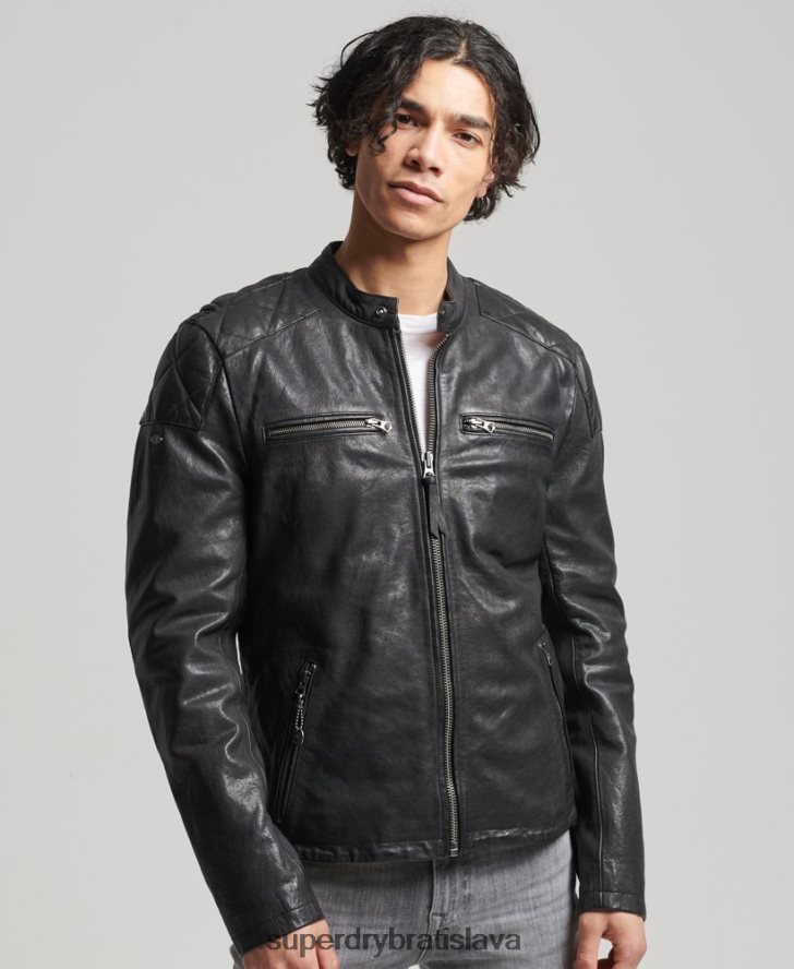 Superdry muži moto pretekárska bunda 6B4ZTR4776 oblečenie čierna