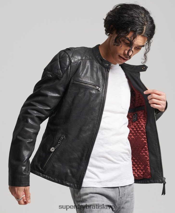 Superdry muži moto pretekárska bunda 6B4ZTR4776 oblečenie čierna