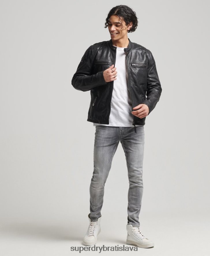 Superdry muži moto pretekárska bunda 6B4ZTR4776 oblečenie čierna