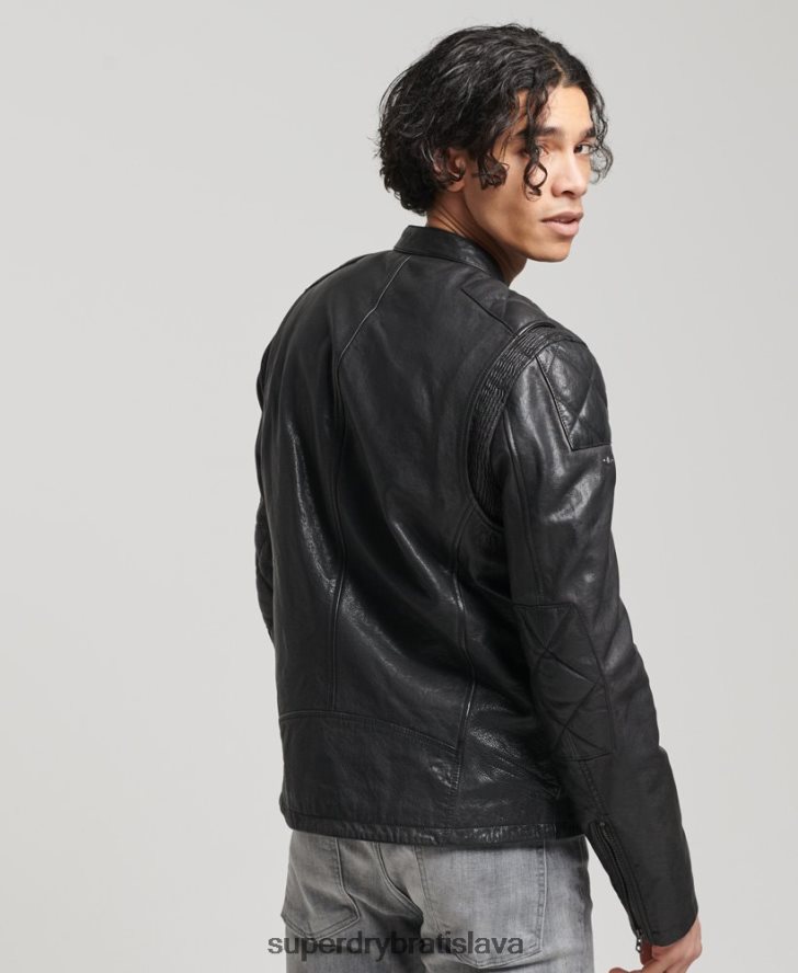 Superdry muži moto pretekárska bunda 6B4ZTR4776 oblečenie čierna